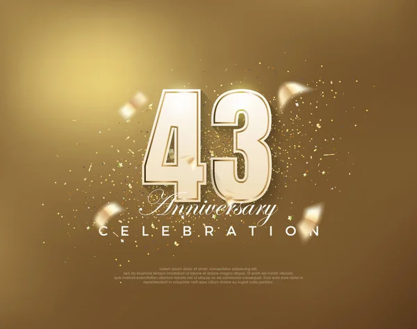 Celebración Del 43º Aniversario Oro Lujo Con Números Blancos Sobre — Archivo Imágenes Vectoriales