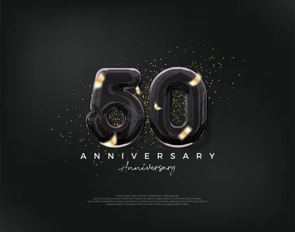 Célébration 50E Anniversaire Design Vectoriel Avec Illustration Ballons Noirs Luxe — Image vectorielle