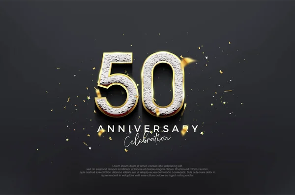 简洁典雅的设计 50周年庆祝与豪华闪亮的数字 用于问候和庆祝的高级矢量背景 — 图库矢量图片
