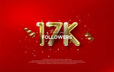 Metalik altın balon resimli 17 bin takipçiye teşekkür ederiz..