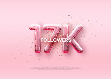 17 numaralı balon takipçileri. Kutlama için lüks pembe tasarım.