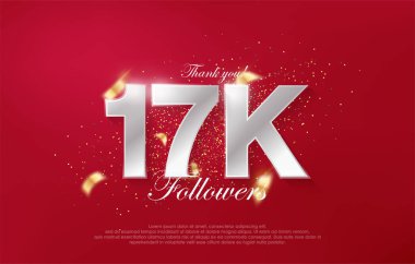 Kırmızı arka planda lüks gümüş numaraları olan 17 bin takipçi..