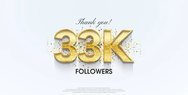 Дякую 33K Послідовників Святкування Соціальних Медіа Поштовий Плакат Банер — стоковий вектор