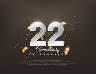 Gümüş metalik numara 22. Lüks ve zarif bir kutlama tasarımı. Poster, bayrak ve kutlama tebrikleri için en iyi vektör.