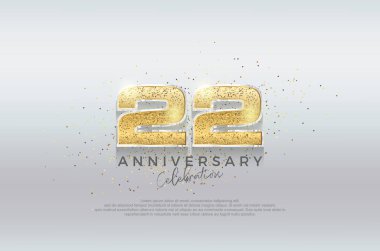 Altın numara 22. Lüks altın parıltılı kaliteli tasarım. Poster, bayrak ve kutlama tebrikleri için en iyi vektör.