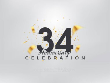 34. yıldönümü kutlaması, modern basit ve güzel tasarım. Kutlama ve selamlama için mükemmel vektör arkaplanı.