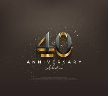 Siyah arka planda klasik numaralarla lüks 40. yıldönümü tasarımı. Kutlama ve selamlama için mükemmel vektör arkaplanı.