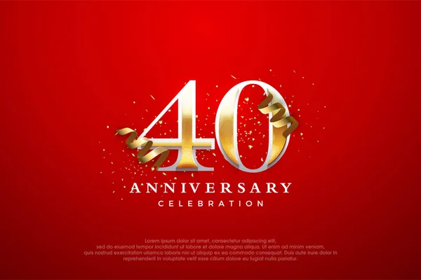 40Th Aniversário Celebração Vetor Premium Design Elegante Luxuoso Fundo Vetor — Vetor de Stock