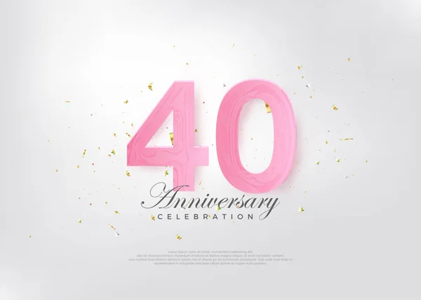 美しいピンクの数字と非常に魅力的で40周年を記念して 挨拶やお祝いのためのプレミアムベクターの背景 — ストックベクタ