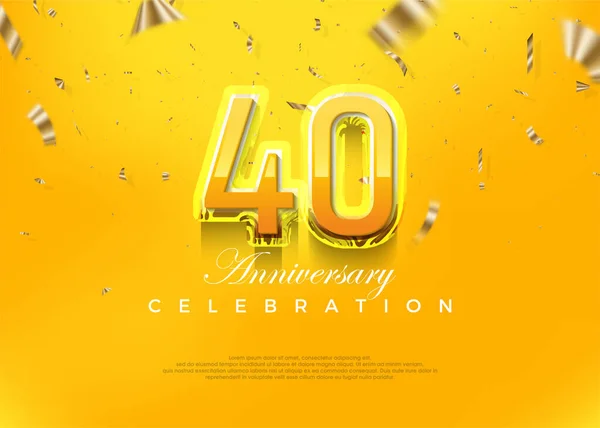 高级40周年庆典的设计 与现代的黄色3D号码 用于问候和庆祝的高级矢量背景 — 图库矢量图片