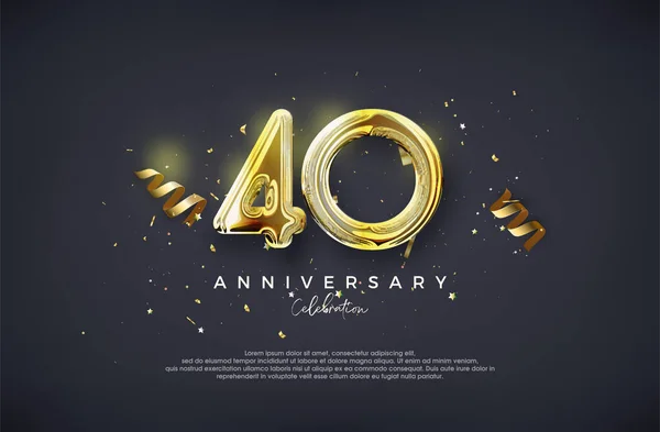 40周年を迎える 贅沢な光沢のある金の設計を使って ポスター バナー お祝いの挨拶のためのプレミアムベクター — ストックベクタ