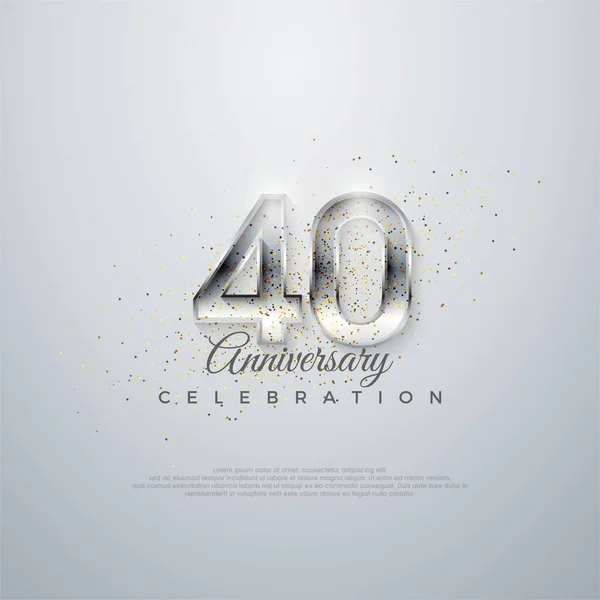 Vettore Premium Poster Banner Celebrazione Greeting Silver Numero 40Th Elegante — Vettoriale Stock