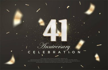 41. yıldönümü kutlaması için siyah arka plan. Birinci sınıf vektör arkaplanı. Poster, bayrak ve kutlama tebrikleri için en iyi vektör.