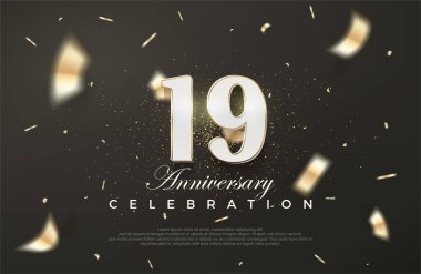 19. yıldönümü kutlaması için siyah arka plan. Birinci sınıf vektör arkaplanı. Poster, bayrak ve kutlama tebrikleri için en iyi vektör.