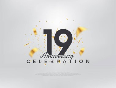 19. yıldönümü kutlaması, modern basit ve güzel tasarım. Kutlama ve selamlama için mükemmel vektör arkaplanı.