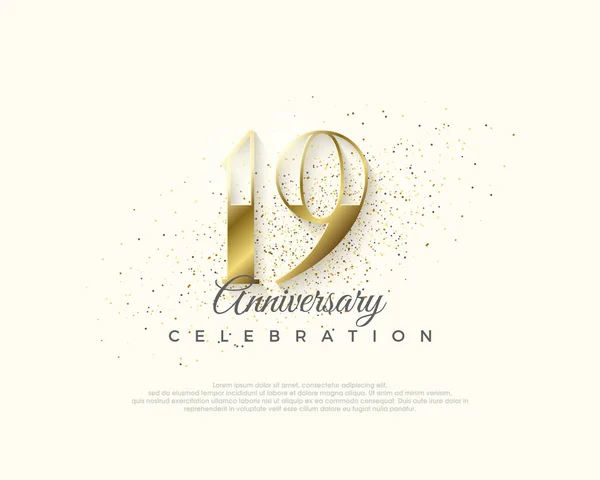 Elegant Luxurious 19Th Anniversary Design Premium Vector Poster Banner Celebration — Stock Vector