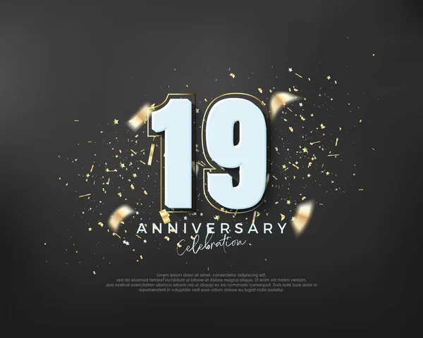 Número Audaz Diseño Premium Para Celebración Del 19º Aniversario Vector — Vector de stock
