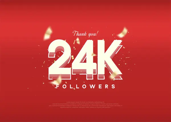 Сучасне Дизайнерське Святкування 24K Послідовників Розкішному Червоному Тлі — стоковий вектор