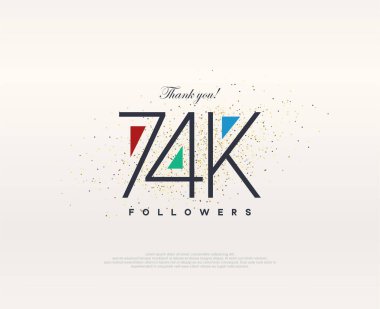 Renkli tasarım 74 bin takipçi. modern basit premium vektörü.