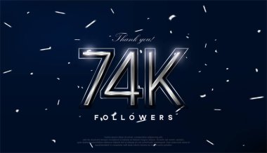 74 bin takipçiyi karşılamak için mavi gümüş tasarım.