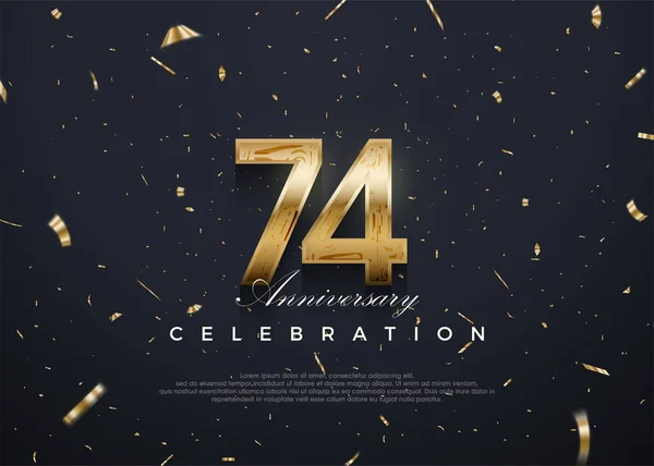 74º Aniversario Celebración Vector Diseño Con Lujo Oro Brillante Fondo — Archivo Imágenes Vectoriales