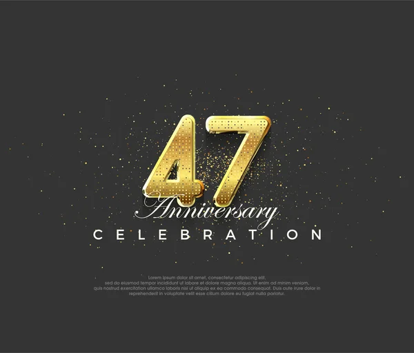 华丽的设计与闪亮的黄金数字 额外的设计47周年庆祝活动 用于问候和庆祝的高级矢量背景 — 图库矢量图片