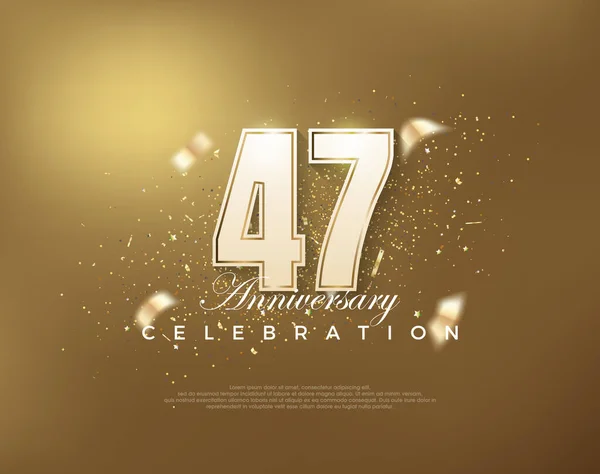 Celebración Del 47º Aniversario Del Oro Lujo Con Números Blancos — Archivo Imágenes Vectoriales