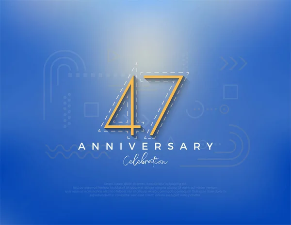 Line Art Number Design 47Th Anniversary Celebration Premium Vector Poster — Stock Vector