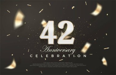 42. yıldönümü kutlaması için siyah arka plan. Birinci sınıf vektör arkaplanı. Poster, bayrak ve kutlama tebrikleri için en iyi vektör.