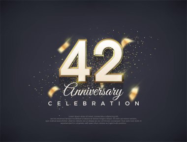 Süslü numaraları olan 42. yıl dönümü numarası. Lüks premium vektör tasarımı. Poster, bayrak ve kutlama tebrikleri için en iyi vektör.