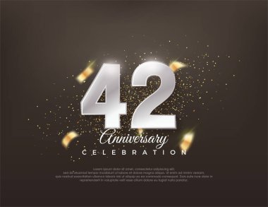 Gümüş metalik numara 42. Lüks ve zarif bir kutlama tasarımı. Poster, bayrak ve kutlama tebrikleri için en iyi vektör.