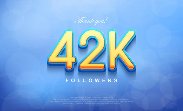 42K Номер Подяки Послідовників Унікальний Синій Фон Боке — стоковий вектор