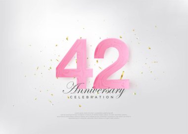 42. yıl dönümü kutlaması, çok güzel pembe numaralar ve çok çekici. Kutlama ve selamlama için mükemmel vektör arkaplanı.