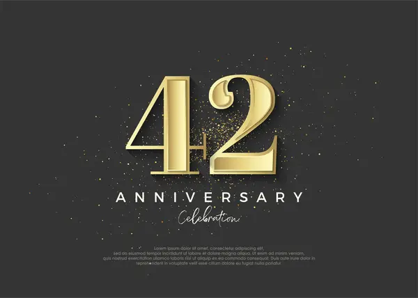 42º Aniversario Oro Diseño Vectores Premium Para Celebrar Cumpleaños Fondo — Archivo Imágenes Vectoriales