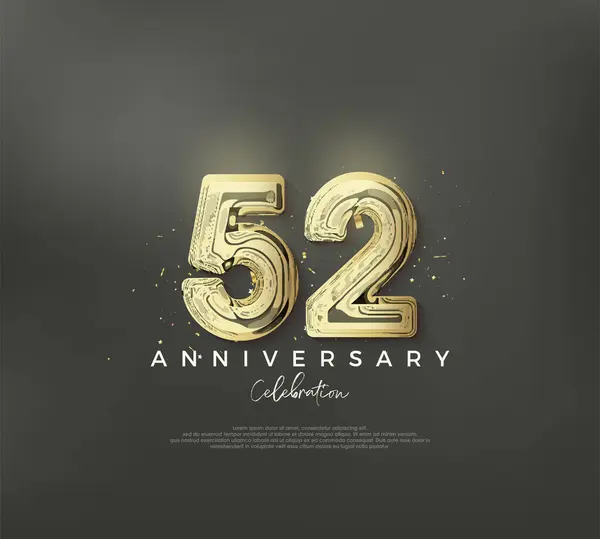 52Nd Anniversary Number Celebrate Birthday Luxurious Elegant Design Premium Vector — Stock Vector