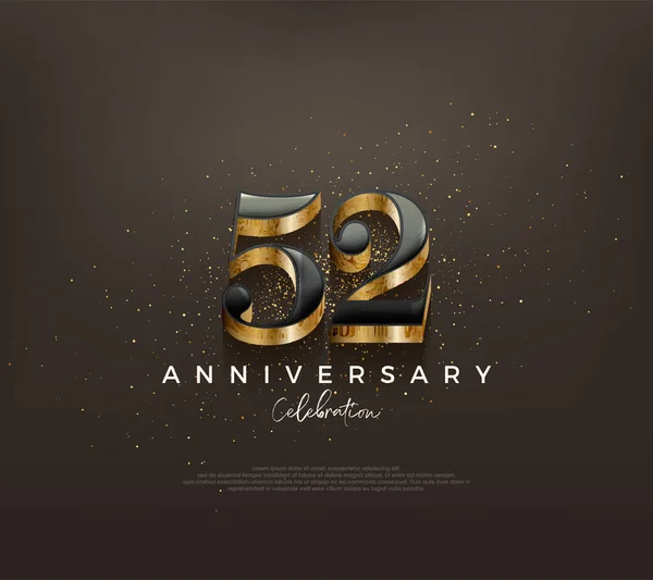Luxe 52Ste Verjaardag Ontwerp Met Klassieke Nummers Een Zwarte Achtergrond — Stockvector