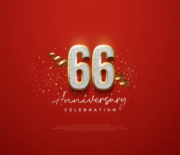 Número 66Th Aniversário Com Design Elegante Luxuoso Para Celebração Fundo — Vetor de Stock