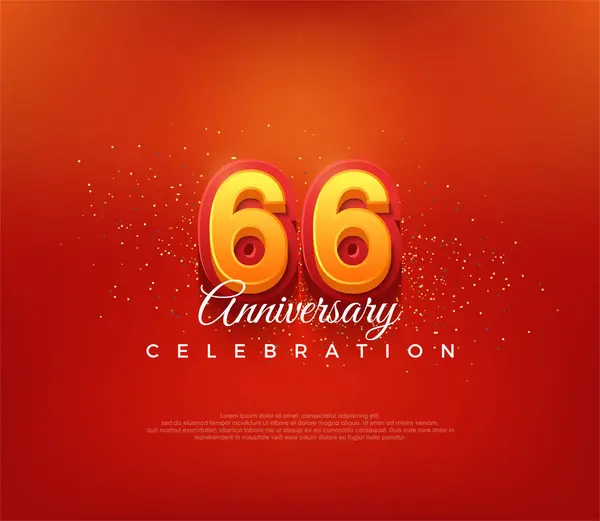 Projeto Moderno Número 66Th Para Celebração Aniversário Cor Vermelha Bold — Vetor de Stock