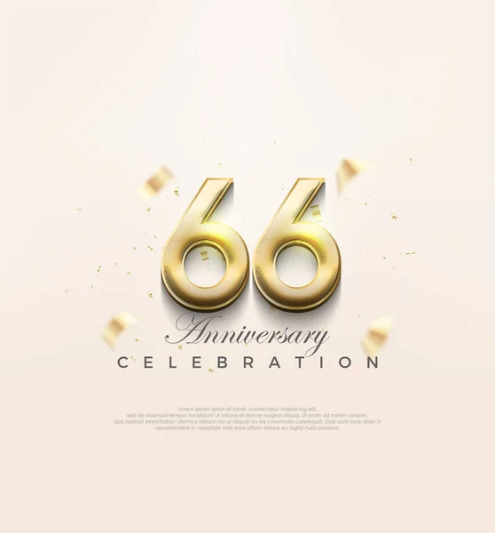 Modern Gold 66Th Anniversary Premium Design Celebrate Birthday Premium Vector — Stock Vector