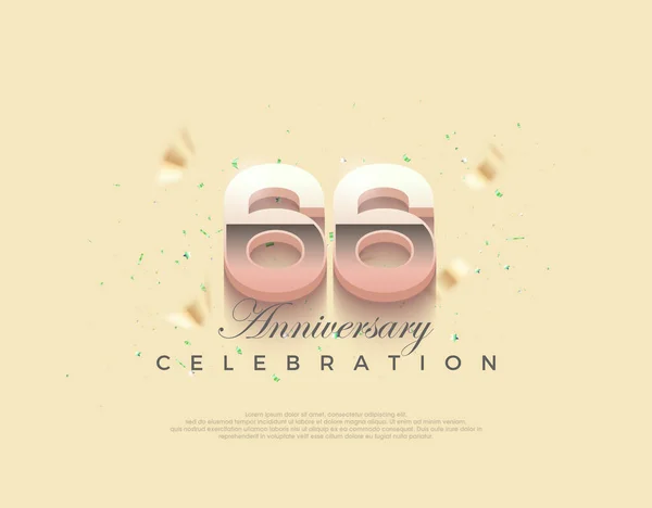 Número Moderno Para Celebración Del 66º Aniversario Diseño Vectorial Editable — Vector de stock