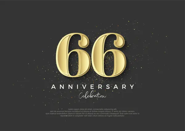 66º Aniversario Oro Diseño Vectores Premium Para Celebrar Cumpleaños Fondo — Archivo Imágenes Vectoriales