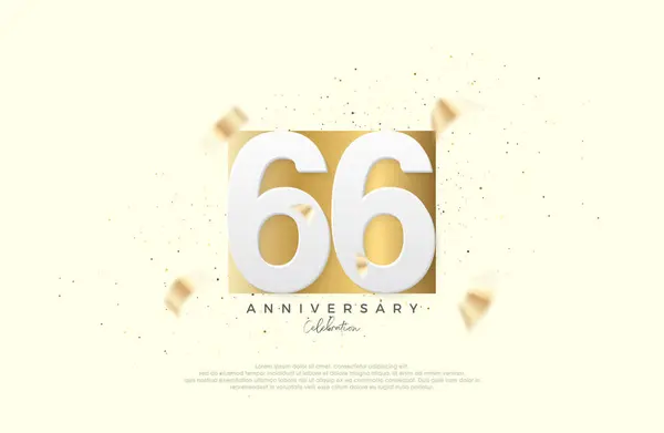 66Th Anniversary Celebration Numbers Elegant Gold Paper Premium Vector Poster — Stock Vector