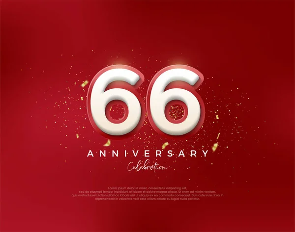 66Th Anniversary Number White Numbers Red Background Premium Vector Poster — Stock Vector