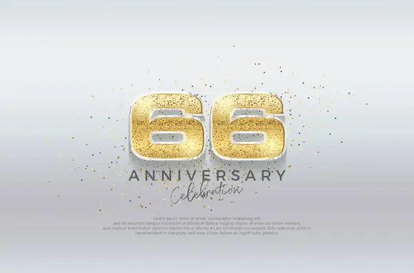 Zlaté Číslo 66Té Premium Design Luxusním Zlatým Třpytem Prémiový Vektor — Stockový vektor