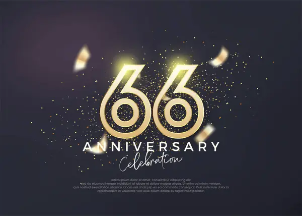 Gold Line Design 66Th Anniversary Celebration Premium Vector Poster Banner — Stock Vector