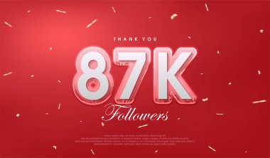 87 bin takipçi kutlaması için kırmızı zemin.