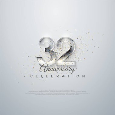 Poster, pankart ve kutlama için mükemmel bir vektör. 32. şık numara. parlak beyaz bir arkaplanda.