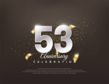 Gümüş metalik numara 53. Lüks ve zarif bir kutlama tasarımı. Poster, bayrak ve kutlama tebrikleri için en iyi vektör.
