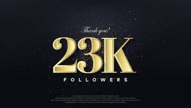 Tasarım teşekkür ederim 23 bin takipçi, yumuşak altın renginde.