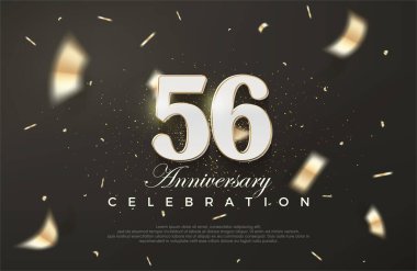 56. yıldönümü kutlaması için siyah arka plan. Birinci sınıf vektör arkaplanı. Poster, bayrak ve kutlama tebrikleri için en iyi vektör.